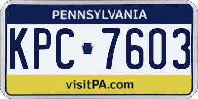 PA license plate KPC7603