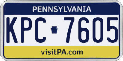 PA license plate KPC7605