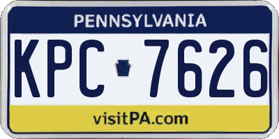 PA license plate KPC7626