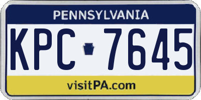 PA license plate KPC7645