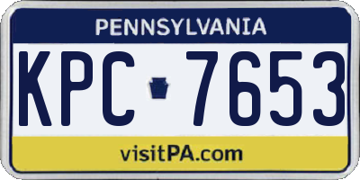 PA license plate KPC7653
