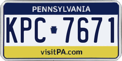 PA license plate KPC7671