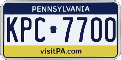 PA license plate KPC7700