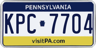 PA license plate KPC7704