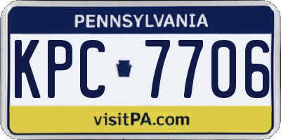 PA license plate KPC7706