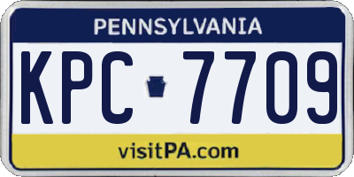 PA license plate KPC7709