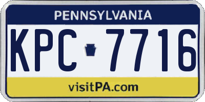 PA license plate KPC7716