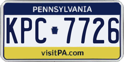 PA license plate KPC7726