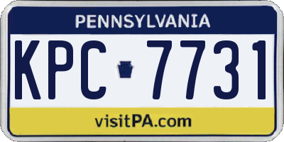 PA license plate KPC7731