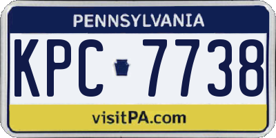 PA license plate KPC7738