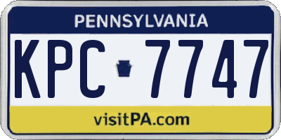 PA license plate KPC7747