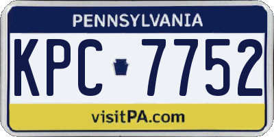 PA license plate KPC7752
