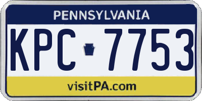 PA license plate KPC7753