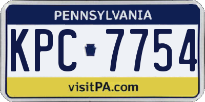 PA license plate KPC7754
