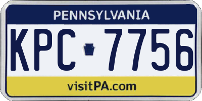 PA license plate KPC7756