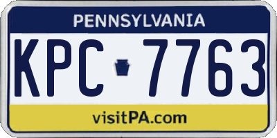 PA license plate KPC7763