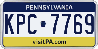 PA license plate KPC7769