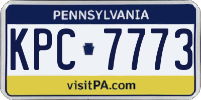 PA license plate KPC7773
