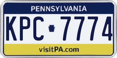 PA license plate KPC7774