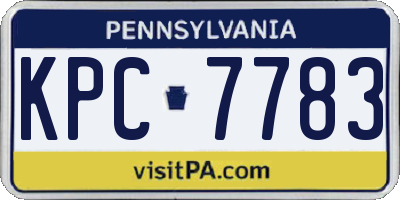 PA license plate KPC7783