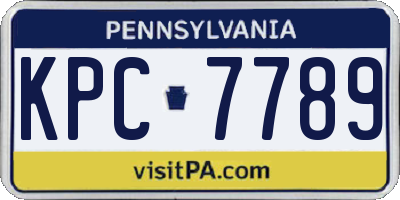 PA license plate KPC7789