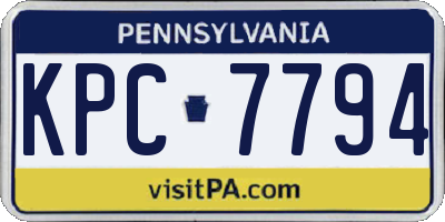PA license plate KPC7794