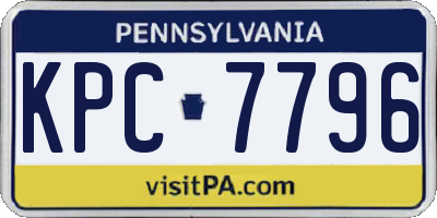 PA license plate KPC7796