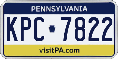 PA license plate KPC7822