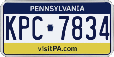 PA license plate KPC7834