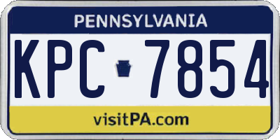 PA license plate KPC7854