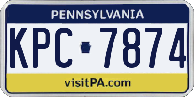 PA license plate KPC7874