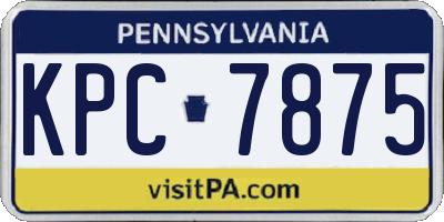 PA license plate KPC7875