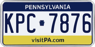 PA license plate KPC7876