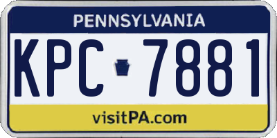 PA license plate KPC7881