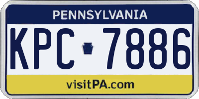 PA license plate KPC7886