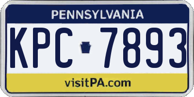 PA license plate KPC7893