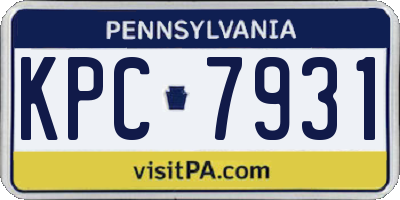 PA license plate KPC7931