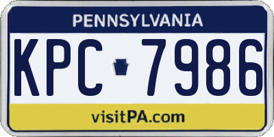 PA license plate KPC7986