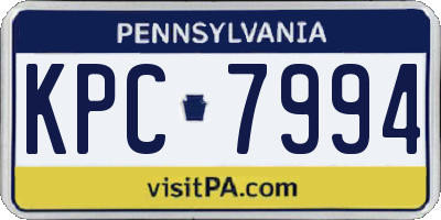 PA license plate KPC7994