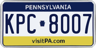 PA license plate KPC8007