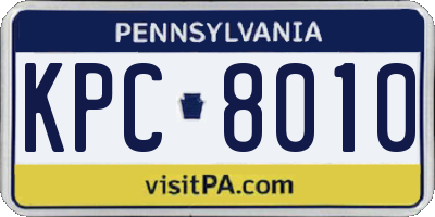 PA license plate KPC8010