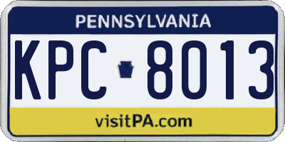 PA license plate KPC8013