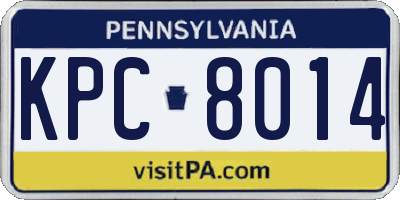 PA license plate KPC8014