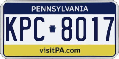 PA license plate KPC8017