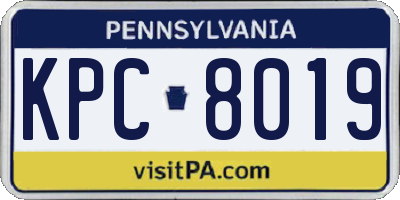 PA license plate KPC8019