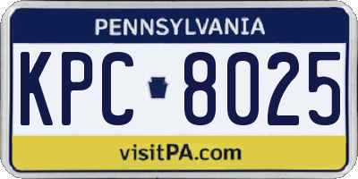 PA license plate KPC8025