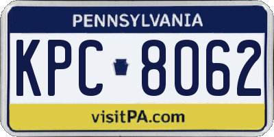 PA license plate KPC8062