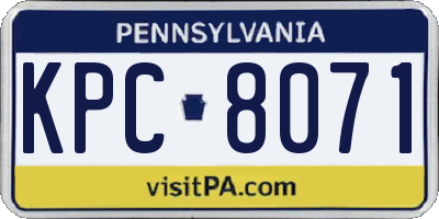PA license plate KPC8071