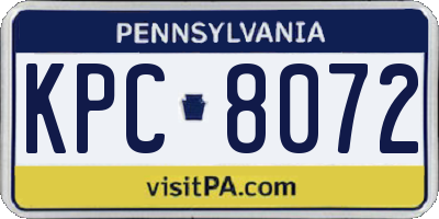 PA license plate KPC8072