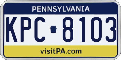 PA license plate KPC8103